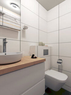 Фото № 2: Дизайн-проект совмещенного санузла 4.8  м² стиль Шведский для ЖК Серебряные звоны-2