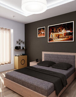 Фото № 1: Дизайн-проект спальни 12.4  м² стиль Модернизм для ЖК Серебряные звоны-2