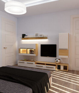 Фото № 2: Дизайн-проект спальни 12.4  м² стиль Модернизм для ЖК Серебряные звоны-2