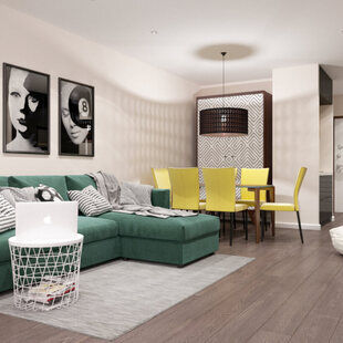 Фото № 1: Дизайн-проект квартиры-студии 29.3  м² стиль Поп-арт для ЖК Серебряные звоны-2