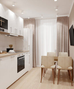 Фото № 4: Дизайн-проект однокомнатной квартиры 29.5  м² стиль Модернизм для ЖК Новый город