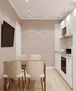 Фото № 3: Дизайн-проект однокомнатной квартиры 29.5  м² стиль Модернизм для ЖК Новый город