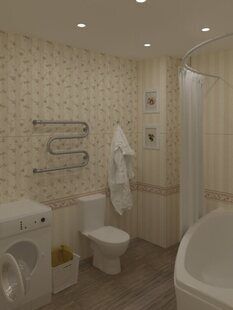 Фото № 3: Дизайн-проект однокомнатной квартиры 55.2  м² стиль Прованс для ЖК Серебряные звоны-2