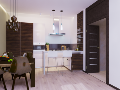 Фото № 2: Дизайн-проект кухни-гостиной 24.2  м² стиль Модернизм для ЖК Наследие