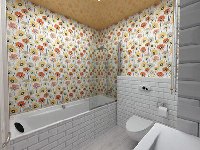 Фото № 3: Дизайн-проект трехкомнатной квартиры 69.0  м² стиль Прованс для ЖК Серебряные звоны-2