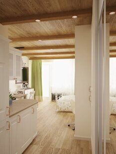 Фото № 4: Дизайн-проект квартиры-студии 33.0  м² стиль Кантри для ЖК Серебряные звоны-2