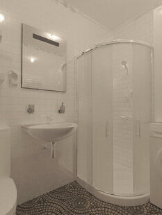 Фото № 3: Дизайн-проект совмещенного санузла 3.5  м² стиль Скандинавский для ЖК Эверест