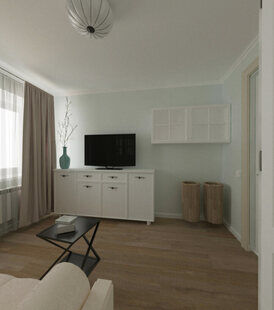 Фото № 3: Дизайн-проект зала 10.2  м² стиль Скандинавский для ЖК Эверест