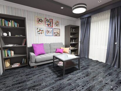 Фото № 1: Дизайн-проект зала 14.8  м² стиль Контемпорари для ЖК Наследие