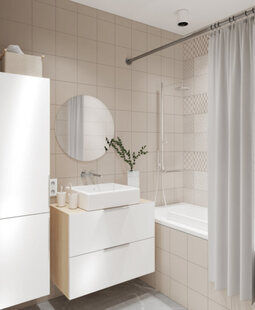 Фото № 1: Дизайн-проект совмещенного санузла 3.3  м² стиль Скандинавский для ЖК Соседи 2