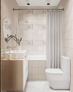 Фото № 2: Дизайн-проект совмещенного санузла 3.3  м² стиль Скандинавский для ЖК Соседи 2