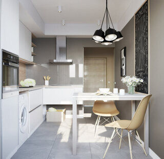 Фото № 2: Дизайн-проект кухни 9.6  м² стиль Скандинавский для ЖК Соседи 2
