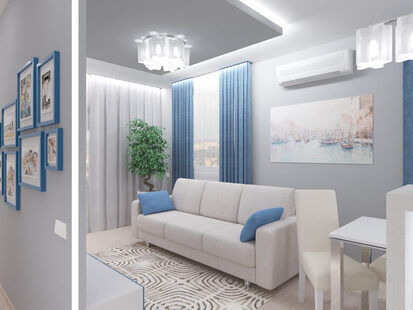 Фото № 1: Дизайн-проект двухкомнатной квартиры 58.5  м² стиль Минимализм Проект для ЖК Лайт Сити LS