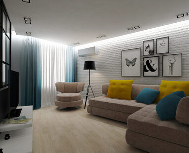 Фото № 1: Дизайн-проект двухкомнатной квартиры 64.3  м² стиль Эклектика для ЖК Лазурный