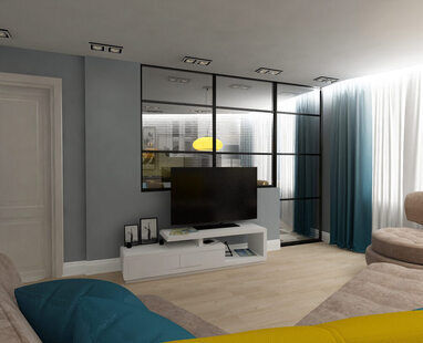 Фото № 5: Дизайн-проект двухкомнатной квартиры 64.3  м² стиль Эклектика для ЖК Лазурный