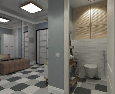 Фото № 3: Дизайн-проект двухкомнатной квартиры 64.3  м² стиль Эклектика для ЖК Лазурный