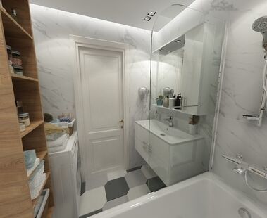 Фото № 2: Дизайн-проект двухкомнатной квартиры 64.3  м² стиль Эклектика для ЖК Лазурный