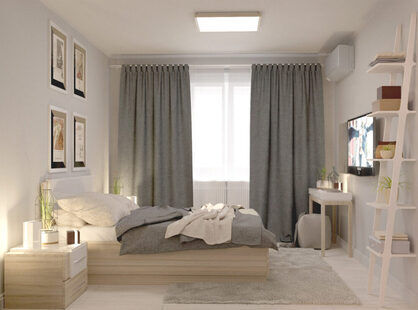 Фото № 1: Дизайн-проект спальни 10.6  м² стиль Скандинавский для ЖК Виктори Парк