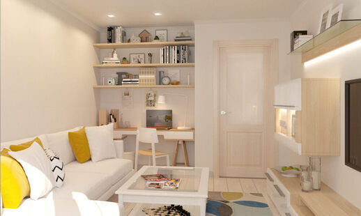 Фото № 2: Дизайн-проект зала 14.7  м² стиль Скандинавский для ЖК Виктори Парк