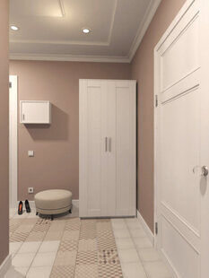 Фото № 2: Дизайн-проект прихожей 28.0  м² стиль Современная классика для ЖК Переделкино Ближнее