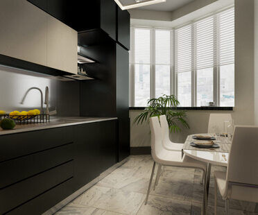 Фото № 1: Дизайн-проект кухни 9.8  м² стиль Минимализм п-44т