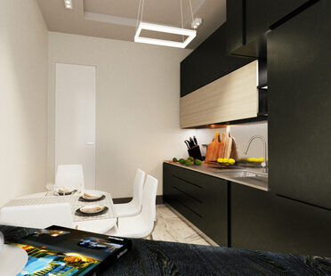 Фото № 2: Дизайн-проект кухни 9.8  м² стиль Минимализм п-44т