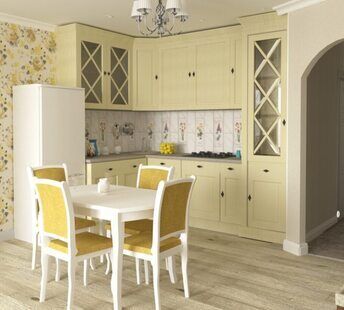 Фото № 2: Дизайн-проект кухни-гостиной 24.2  м² стиль Прованс для ЖК Серебряные звоны-2