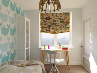 Фото № 2: Дизайн-проект детской 13.2  м² Скандинавский стиль для ЖК Серебряные звоны-2