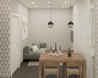 Фото № 5: Дизайн-проект однокомнатной квартиры 47.2  м² Скандинавский стиль для ЖК Аквамарин