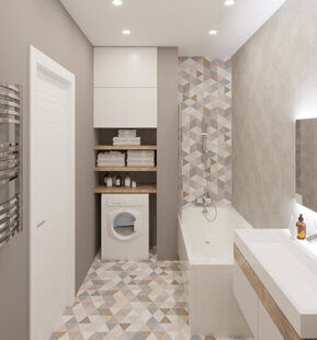 Фото № 4: Дизайн-проект однокомнатной квартиры 47.2  м² Скандинавский стиль для ЖК Аквамарин