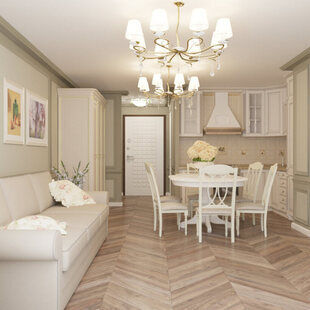 Фото № 1: Дизайн-проект двухкомнатной квартиры 44.5  м² стиль Прованс для ЖК Серебряные звоны-2