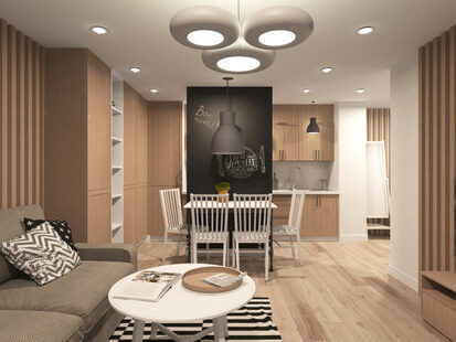 Фото № 1: Дизайн-проект двухкомнатной квартиры 48.7  м² Скандинавский стиль для ЖК Серебряные звоны-2