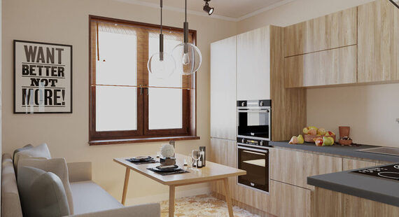 ЖК "Фрегат 2": готовый дизайн проект в стиле "Лофт". Площадь 42.6 м² - фото №1