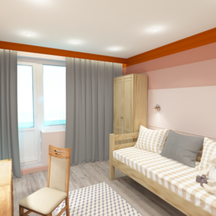 Фото № 1: Дизайн-проект детской 13.7  м² стиль Контемпорари для ЖК Южный квартал