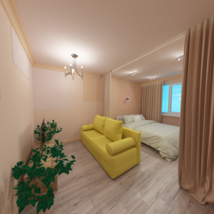 Фото № 1: Дизайн-проект зала 18.2  м² Стиль Контемпорари для ЖК Южный квартал