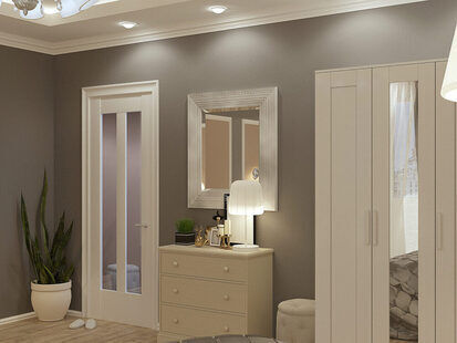 Фото № 3: Дизайн-проект спальни 19.7  м² стиль Современная классика для ЖК Рассказово