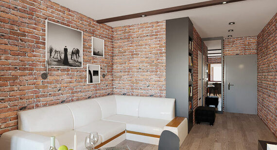 ЖК "Сурская ривьера": готовый дизайн проект в стиле "Лофт". Площадь 26.9 м² - фото №3