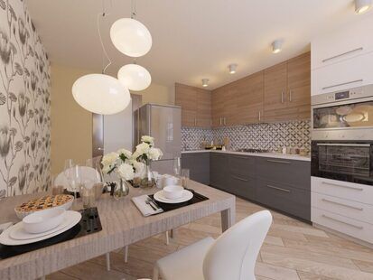 Фото № 6: Дизайн-проект двухкомнатной квартиры 63.5  м² стиль Модернизм для ЖК Новый город