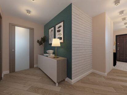 Фото № 3: Дизайн-проект двухкомнатной квартиры 63.5  м² стиль Модернизм для ЖК Новый город