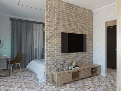 Фото № 6: Дизайн-проект однокомнатной квартиры 42.6  м² стиль Модернизм для ЖК Фрегат 2