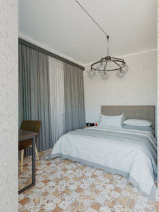 Фото № 2: Дизайн-проект однокомнатной квартиры 42.6  м² стиль Модернизм для ЖК Фрегат 2