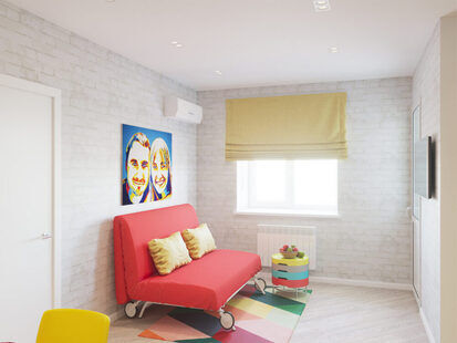 Фото № 1: Дизайн-проект двухкомнатной квартиры 41.7  м² стиль Поп-арт для ЖК Фрегат 2