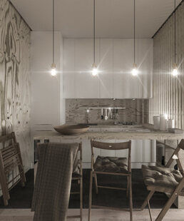 Фото № 3: Дизайн-проект квартиры-студии 28.0  м² Этнический стиль для ЖК Петровский Квартал