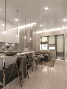 Фото № 5: Дизайн-проект квартиры-студии 28.0  м² Этнический стиль для ЖК Петровский Квартал