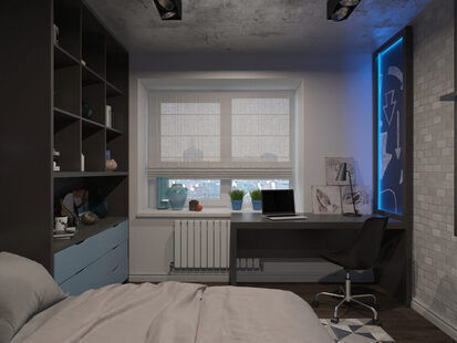 Фото № 3: Дизайн-проект трехкомнатной квартиры 91.8  м² стиль Модернизм для ЖК Авиатор