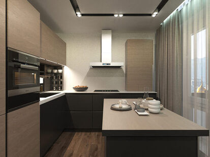 Фото № 5: Дизайн-проект трехкомнатной квартиры 91.8  м² стиль Модернизм для ЖК Авиатор