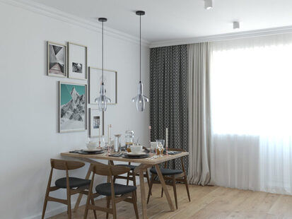 Фото № 3: Дизайн-проект однокомнатной квартиры 45.1  м² Скандинавский стиль для ЖК Новый город