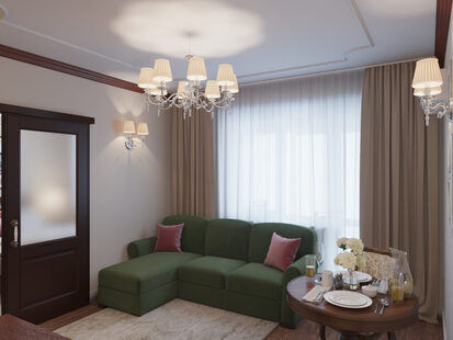 Фото № 4: Дизайн-проект двухкомнатной квартиры 43.7  м² стиль Классика для ЖК Времена года