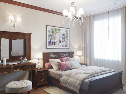 Фото № 5: Дизайн-проект двухкомнатной квартиры 43.7  м² стиль Классика для ЖК Времена года