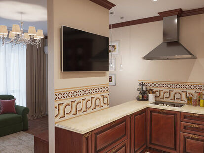 Фото № 3: Дизайн-проект двухкомнатной квартиры 43.7  м² стиль Классика для ЖК Времена года